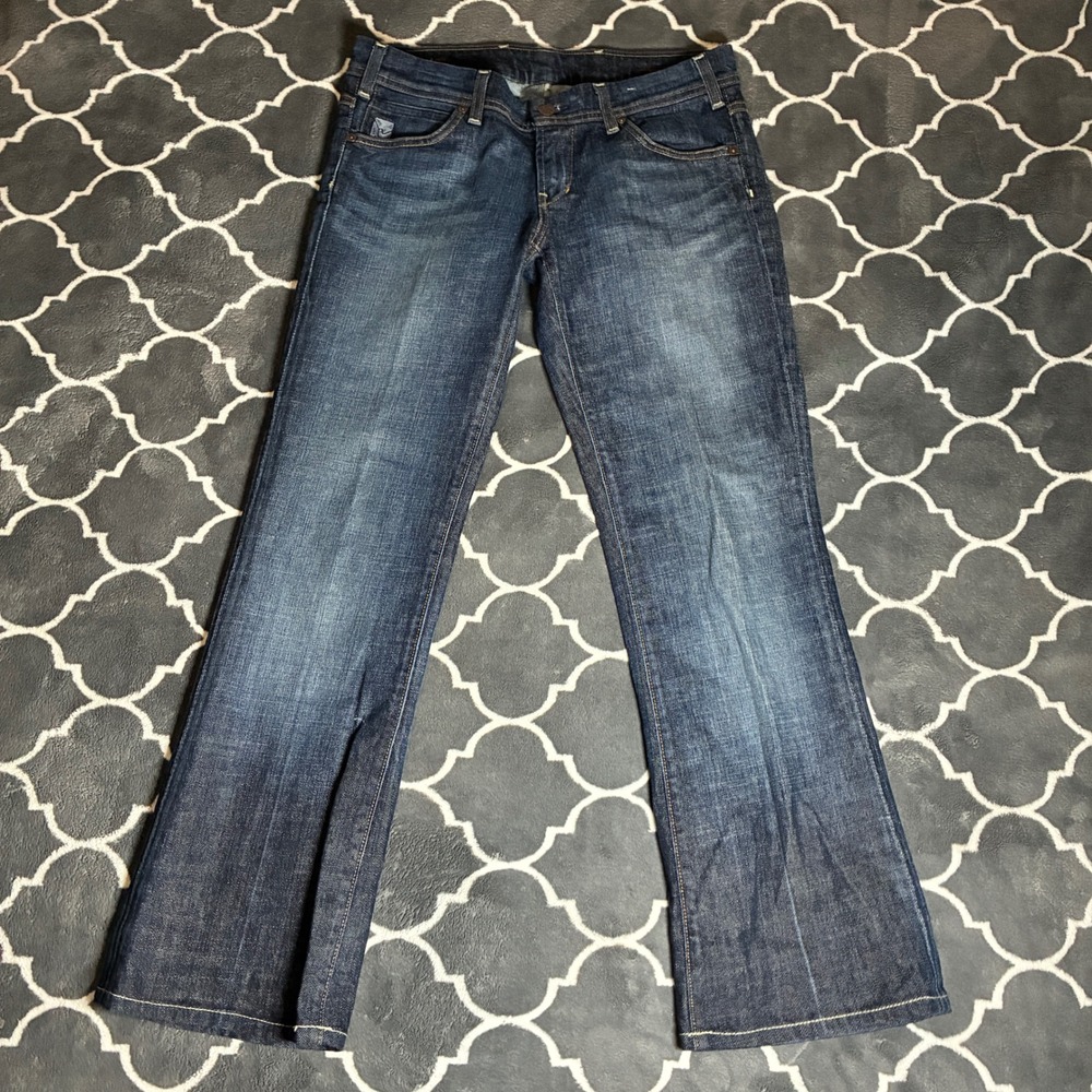 Citizens of Humanity Thumbprint 075 Stretch Bootcut Jeans Dark Wash Blue 31x29